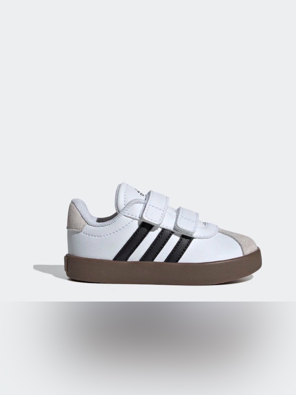 adidas VL Court 3.0 Hook & Loop Infant Sneakers White Black Gum Sole Size 8K